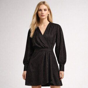 THE KOOPLES Size XS Black V-neck leopard-print silk-blend mini dress  $425